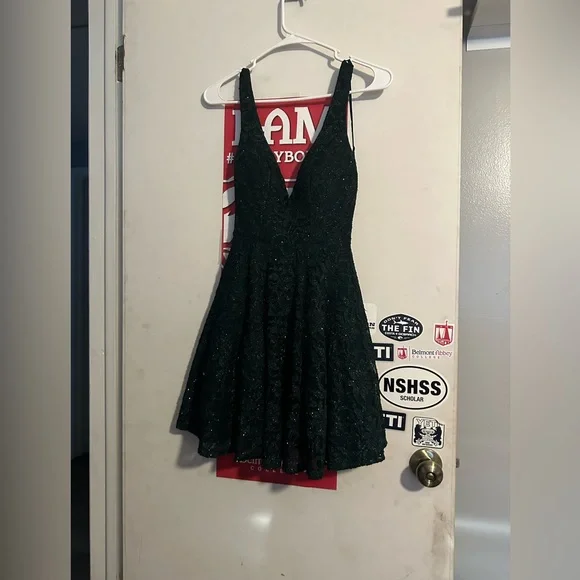short silver homecoming dresses Silver Satin V Neck Homecoming Dresses Lace Appliques Prom Short Dress main image 0